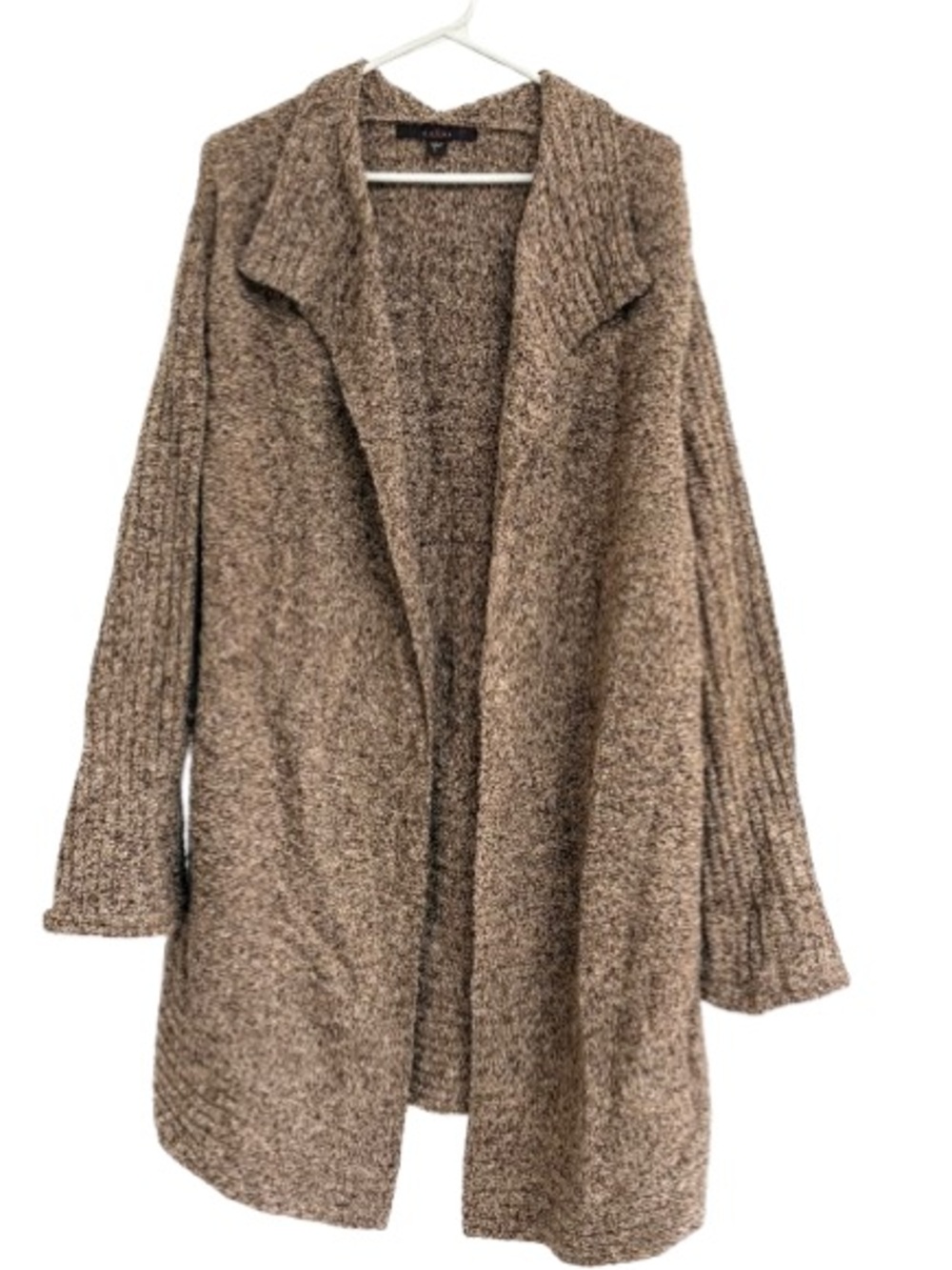 Open-Front Brown Marled Knit Cardigan for Women